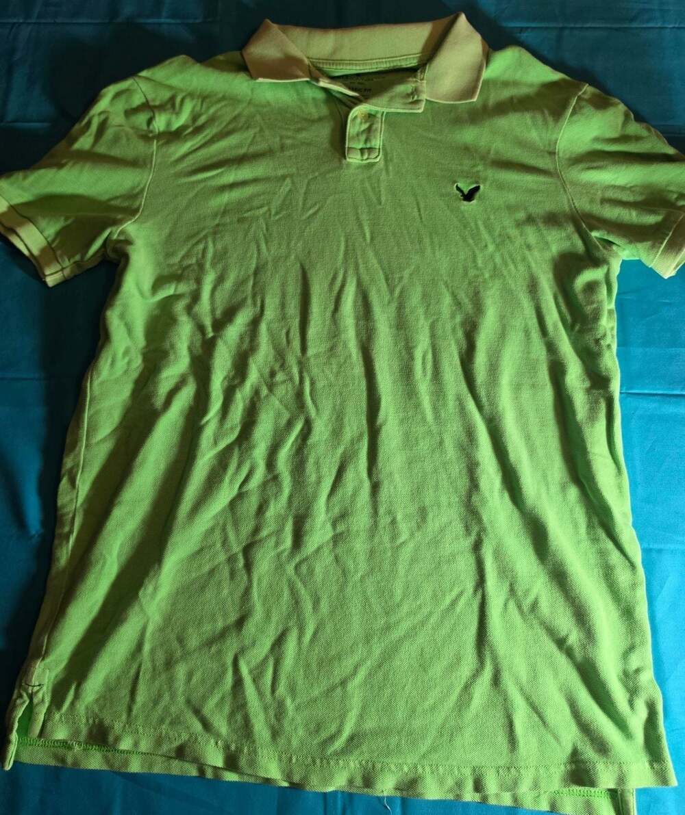 American Eagle Outfitters Classic Fit Neon Green Polo Shirt Size LT